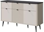 Credenza Marly Cassettiera 130X40X82Cm Colore Selezionabile 3 Ante, Cashmere / Pietra Grigia