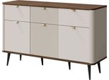 Credenza Marly Cassettiera 130X40X82Cm Colore Selezionabile A 3 Ante, Cashmere / Noce