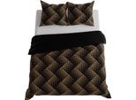 Biancheria Da Letto, Raso Di Cotone, Alta Qualità 200X220 Luxe Nero E Oro