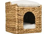 Fortuna Lai Cuccia Per Gatti In Rattan A 2 Livelli Cuscino Giacinto D'acqua Marrone Fino A 5 Kg