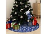 Maison Exclusive - Gonna Albero Natale Raffinata Con Calza Blu In Tessuto 90 Cm