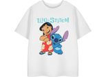 Lilo & Stitch - Maglietta Da Bambina A Maniche Corte NS8989 (128) (Bianco)