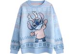 Lilo & Stitch - Maglia Da Donna, Design Natalizio NS9036 (Xxl) (Blu)