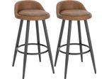 Sgabello Da Bar In Pelle - Ergonomico - Marrone - Altezza 69Cm - Set Di 2 - Sgabello Da Cucina E Da Bar