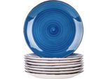 Set Da Portata Ventina - 8 Pezzi - 8 Persone - Piatti Da Portata, Piatti Fondi E Piatti Da Colazione - Donkerblauw - Ceramica