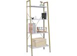 Scaffale Bolt Edge Foki - 4 Livelli - Oro Bianco - Aspetto Marmo - Soggiorno - Vintage