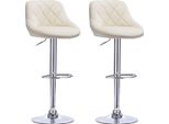 Sgabello Da Bar Di Design - Crema - Ergonomico - Con Schienale - Regolabile In Altezza - Set Di 2