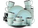 Set Da Tavola Santivo - 32 Pezzi - 8 Persone - Piatti Da Portata, Piatti Fondi E Piatti Da Colazione - Verde Bosco - Ceramica