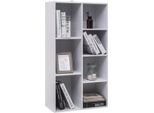 Happyment Milta - 7 Scomparti - Bianco - Libreria - Soggiorno, Camera Da Letto E Cameretta - Legno E Mdf