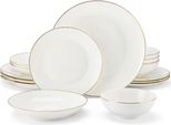 Servizio Da Tavola Dynastic - 4 Persone - 16 Pezzi - Ceramica Bianca - Piatto Da Pranzo E Piatto Da Colazione