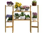 Supporto Per Piante In Bambù "Mamut"" - Scaffale Per Piante A 6 Livelli - Portafiori - Per Uso Interno Ed Esterno - Tavolo Per Piante - Vasi Da Fiori Appesi E In Piedi - Legno Naturale"