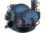 Servizio Da Tavola Tida - 32 Pezzi - 8 Persone - Piatti Da Portata, Piatti Fondi E Piatti Da Colazione - Blu - Ceramica