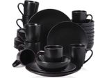 Servizio Da Tavola Eminent - 32 Pezzi - Ceramica - Piatti Da Pranzo E Da Colazione - 8 Persone - Nero