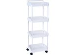 Carrello Da Cucina Su Rotelle - Carrello Per Servire - 3 Livelli - Bianco - Carrello Compatto Multifunzionale