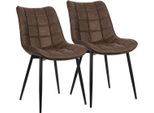 Sedie Per Sala Da Pranzo - Marrone - Con Braccioli - Sedie Kuip - Set Di 2 - Finto Cuoio