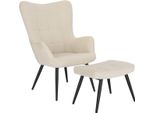 Poltrona Bolt Edge - Cordino Beige - Con Sgabello - Braccioli - Soggiorno