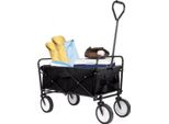 Carrello A Mano - Nero - Carrello Da Giardino E Da Spiaggia Pieghevole - Con Maniglione Di Spinta - Per Tutti I Terreni - Capacità Di Carico 115 Kg