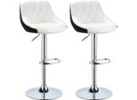 Sgabello Da Bar Diva - Sgabello Da Bar Con Schienale - Set Di 2 - Altezza Regolabile - Pelle Finta - Bianco - Sgabello Da Cucina E Da Bar