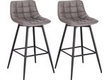 Happyment® Sgabello Da Bar Miso Industrial - Set Di 2 - Sgabello Da Bar Con Schienale - Imitazione Pelle - Grigio Scuro - Sgabello Da Cucina E Da Bar