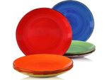 Set Da Portata Montario - 16 Pezzi - 4 Persone - Piatti Da Portata, Piatti Fondi E Piatti Da Colazione - Arcobaleno - Ceramica