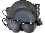Servizio Di Piatti Zafiro – 16 Pezzi – 4 Persone – Piatti Piani, Piatti Fondi E Piatti Da Colazione – Verde Scuro – Ceramica
