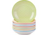 Set Da Portata Valenza - 8 Pezzi - 4 Persone - Piatti Per La Cena, Piatti Fondi E Piatti Per La Colazione - Colorato - Ceramica