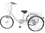 Driewieler Madrid 24 Pollici - 6 Marce - Trike Pieghevole Per Adulti Con Cesto Posteriore - Argento
