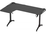 Scrivania Da Gioco Con Angolo A L "Brutal"" - 162 Cm - Con Illuminazione Led Rgb, Angolo Destro, Telaio E Staffa In Metallo - Nero"