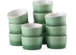 Servizio Da Tavola Dorato - 12 Pezzi - Ceramica Verde - Piatto Da Colazione E Piatto Laterale