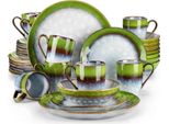 Set Da Portata Velentino - 32 Pezzi - 8 Persone - Piatti Da Portata, Piatti Fondi E Piatti Da Colazione - Verde - Ceramica