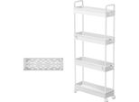 Carrello A 4 Strati - Carrello Portaoggetti Arrotolabile - Organizzatore Mobile Per Cucina, Bagno E Camera Da Letto