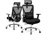 Sedia Da Ufficio Comhoma Sedia Da Scrivania Ergonomica Poltrona Da Dirigente Con Braccioli 3D, Supporto Lombare Regolabile E Poggiatesta, 150 Kg, Nero