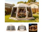 Tenda Pop-Up Vevor, 365,76X335,28 Cm, Tenda Da Campeggio Portatile Per 10-12 Persone, Con Rete, Borsa Da Trasporto, Pareti Laterali E Picchetti, Per Giardino, Patio E Attività All'aperto, Beige