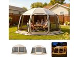Tenda Da Campeggio Vevor, 457,2X420,6X245 Cm, Tenda Per Feste Per 12-15 Persone, Tenda A Scomparsa, Inclusa Borsa Per Il Trasporto, Pareti Laterali In Rete E Picchetti, Per Giardino, Patio E Attività All'aperto, Beige
