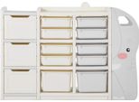 Succebuy Scaffale Portagiochi E Libreria A Forma Di Elefante, Scaffale A 4 Livelli Con 10 Scatole Di Plastica Flessibili, Ideale Per Camerette E Aule Scolastiche (Grigio + Beige)