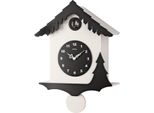 Ams 7391 Orologio A Cucù Da Parete Al Quarzo Con Pendolo Moderno Nero Bianco