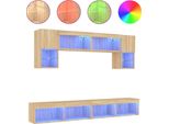Syfax™ Mobili Tv A Muro Con Led 6Pz Rovere Sonoma Legno Multistrato