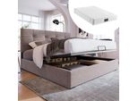 Letto Imbottito Sweiko Letto Matrimoniale Con Testiera Regolabile E Rete A Doghe Letto A Molle Idrauliche Con Contenitore In Velluto 140X200Cm Grigio Chiaro (Con Materasso)
