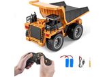 Succebuy Camioncino Rc Giocattolo, Veicolo Da Costruzione A 9 Canali In Scala 1:18 Con 2 Batterie Ricaricabili, Piattaforma In Metallo E Luce, Giocattolo Rc Ideale Per Bambini Dagli 8 Anni In Su