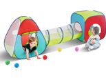 Tenda Da Gioco Per Bambini 3 In 1 Con Tunnel Per Bambini, Bambine, Neonati E Bambini Piccoli, Casetta Pop-Up Per Interni Ed Esterni Con Borsa Di Trasporto E Cinghie Di Tensione Come Regalo Di Compleanno, Rosso/Giallo/Blu