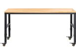 Succebuy Banco Da Lavoro Con Altezza Regolabile, 155 X 51 Cm, Tavolo Da Garage, Altezza 80-105 Cm, Portata 720 Kg, Prese, Piano In Legno Duro, Struttura In Metallo, Rotelle, Per L'officina In Casa-Ufficio