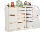 Vevor Scaffale Portagiochi A Forma Di Elefante, Scaffale Multifunzionale A 4 Livelli Con 10 Contenitori Flessibili In Plastica, Per La Camera Da Letto (Grigio + Beige)