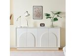 Credenza Merax Con 4 Ante Curve, Cassettiera Con Superficie Opaca, Mobile Contenitore In Mdf Per Soggiorno, Sala Da Pranzo E Corridoio, Bianco