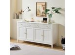 Credenza Merax Con 2 Cassetti E 4 Ante, Cassettiera Con Maniglie Dorate, Elegante Mobile Con Ampio Spazio Di Archiviazione In Mdf, Bianco