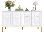 Credenza Sweiko, Mobile Contenitore Lucido, Maniglie E Gambe Dorate, Con Ripiani. 140×80×40 Cm