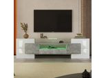Sweiko Mobile Tv Di Stile, Pannello Basso.Bianco Lucido, 200 Cm, Illuminazione Led, Mobili Per Il Soggiorno. Design Moderno. Elegante Superficie In Vetro.