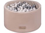 Piscina In Schiuma Flumi 90X40 Cm Con 200 Palline ∅7 Cm – Beige + Palline Argento