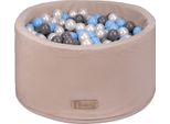 Piscina In Schiuma Flumi 90X40 Cm Con 200 Palline ∅7 Cm – Beige + Palline Blu