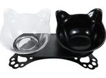 Ciotola Per Cibo Gatto 15° Di Inclinazione Ciotola Per Cibo Gatto Doppia Ciotola Ciotole Per Cibo Ciotola Per Animali Domestici (Nero+Trasparente)