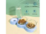 3 In 1 Ciotola Per Animali Domestici Ciotola Per Gatti Stazione Di Alimentazione Inclinata Con Fontanella Blu